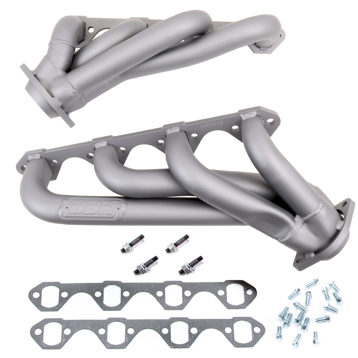 BBK Performance 1511 Headers, Swap Shorty, 1-5/8 in Primary, 2-1/2 in Ball Flange, Steel, Titanium Ceramic, Small Block Ford, Ford Mustang 1979-93, Pair