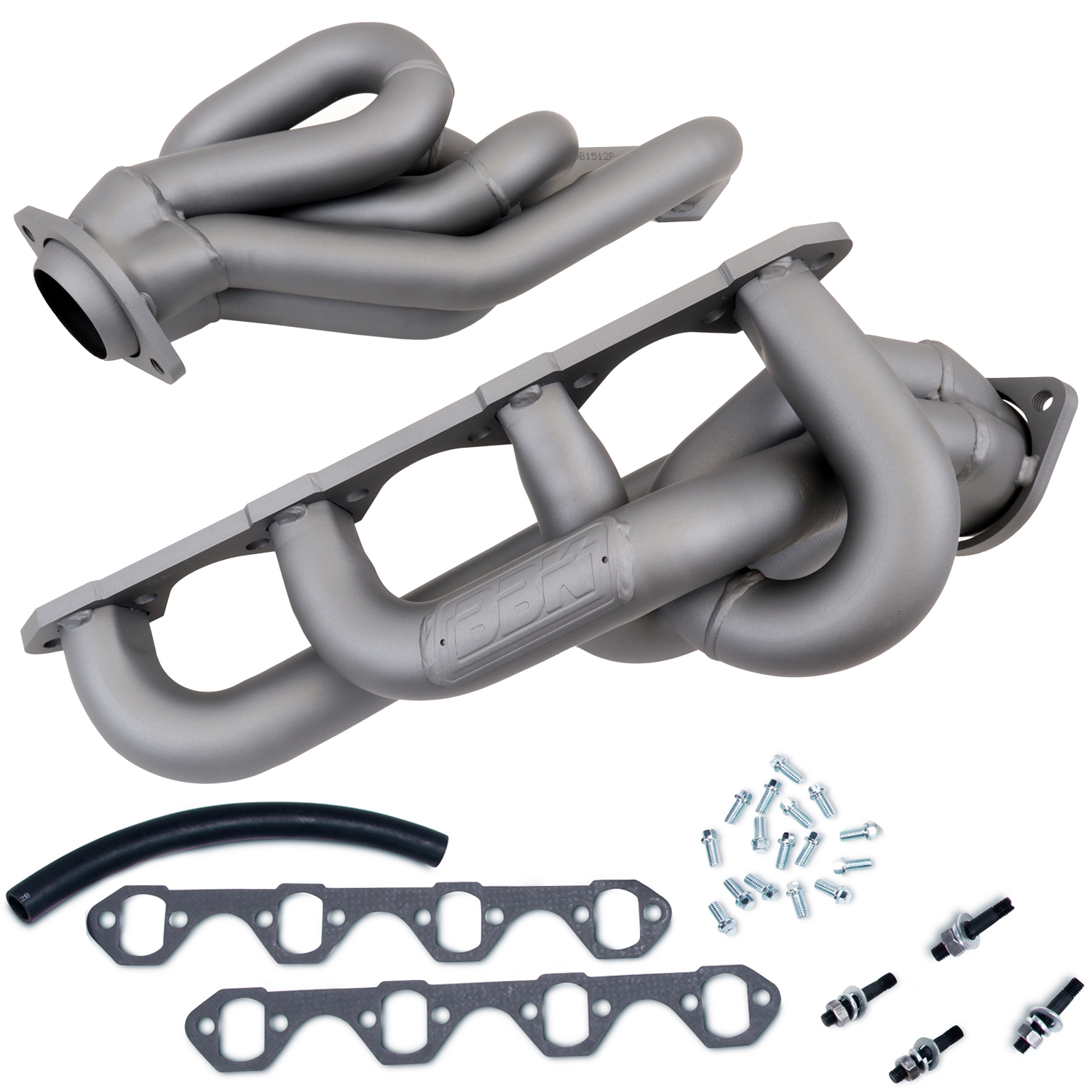 BBK Performance 1512 Headers, Equal Length Shorty, 1-5/8 in Primary, Stock Collector Flange, Steel, Chrome, Small Block Ford, Ford Mustang 1986-93, Pair