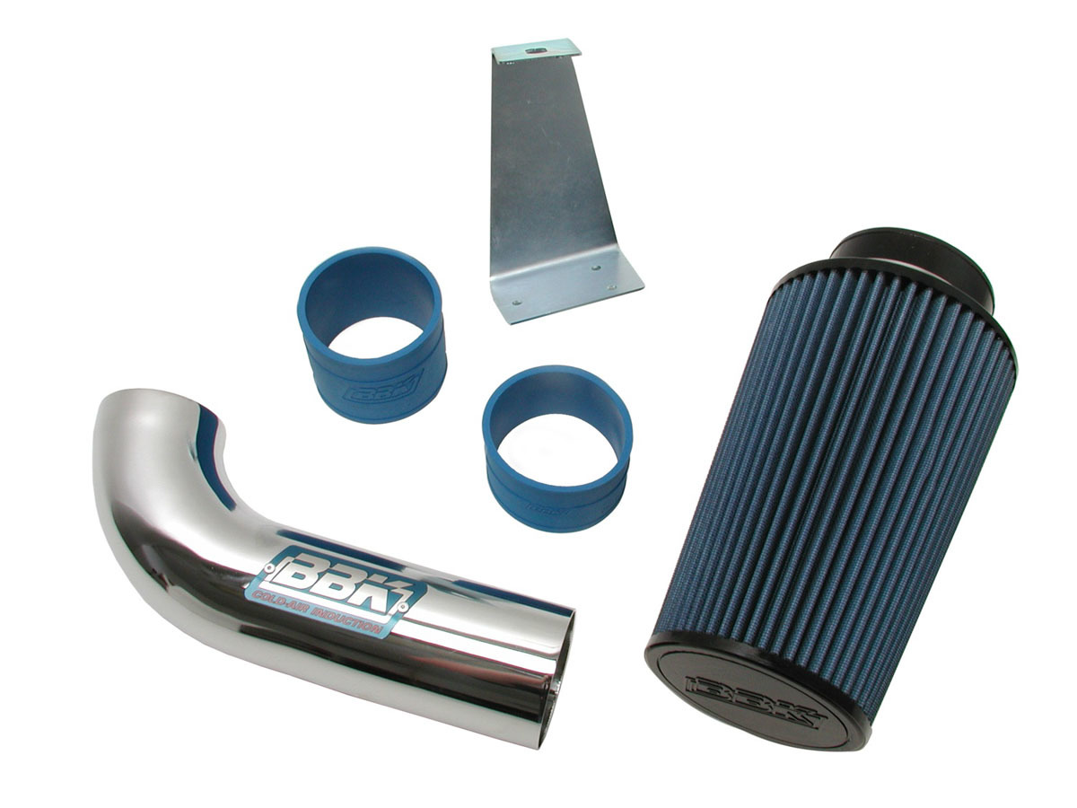 BBK Performance 1556 Air Induction System, Power Plus, Reusable Oiled Filter, Steel, Chrome, Small Block Ford, Ford Mustang 1986-93, Kit