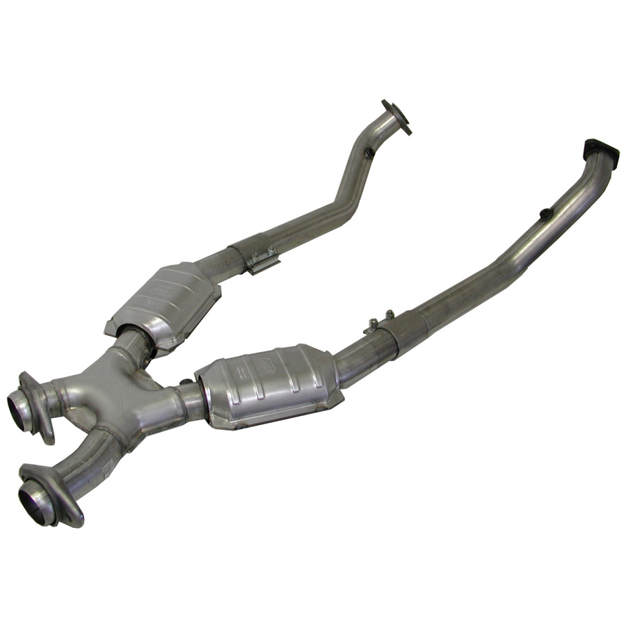 BBK Performance 1670 Exhaust X-Pipe, High-Flow, Catted, 2-1/2 in Diameter, Steel, Aluminized, Ford Modular, Ford Mustang 1999-2004, Each