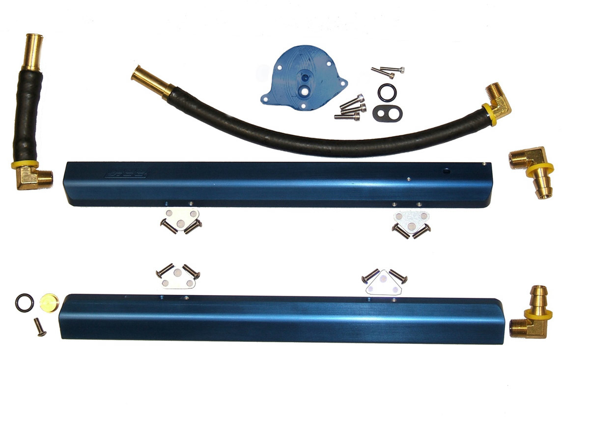 BBK Performance 5010 Fuel Rail, High-Flow, 3/8 in NPT Female O-Ring Inlet, 3/8 in NPT Female O-Ring Outlet, Aluminum, Blue Anodized, Hardware Included, 5.0 L, Ford Mustang 1986-93, Kit