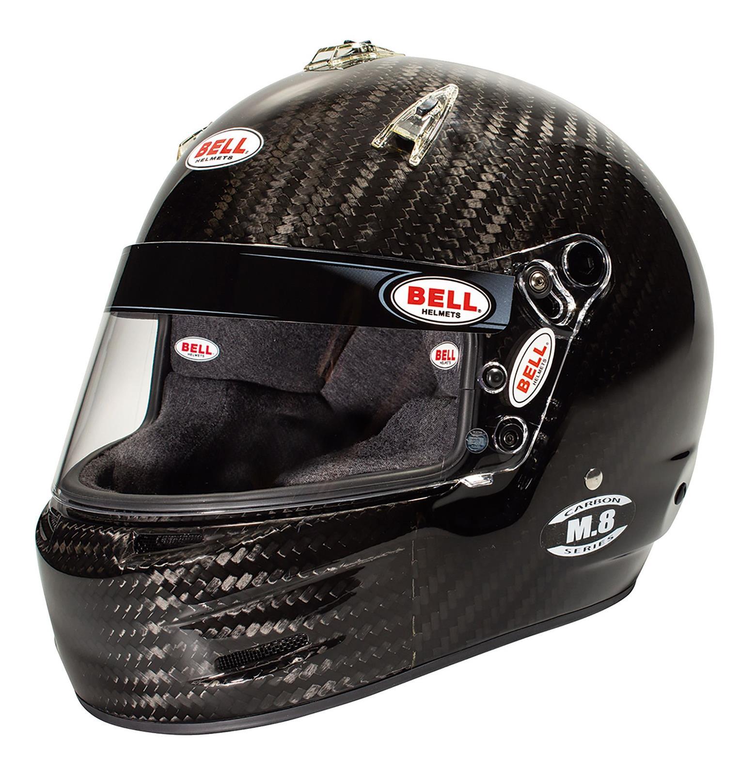 Bell Helmets 1208A01 Helmet, M8, Snell SA2020, FIA Approved, Head and Neck Support Ready, Carbon Fiber, Size 7-1/8, - Each