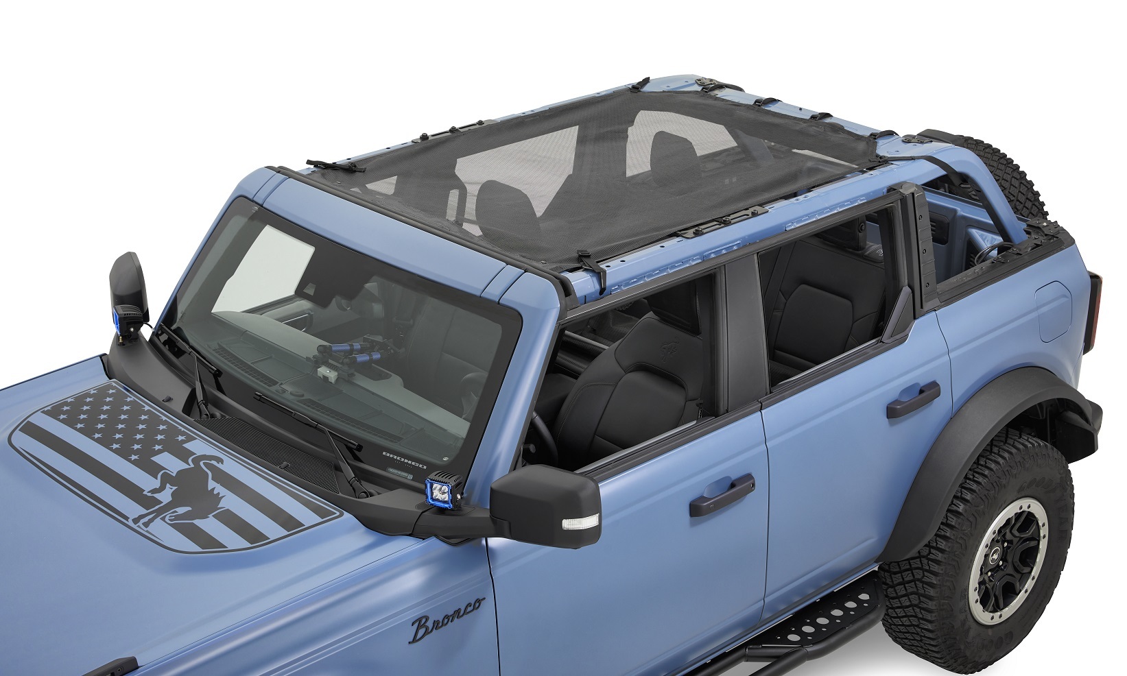 Bestop Mesh Safari Access Bimini Sunshades for 2021-2026 BRONCO - 52423-11 Soft Top, Bimini, Mesh, Black, Ford, 4-Door, Each thumbnail 4
