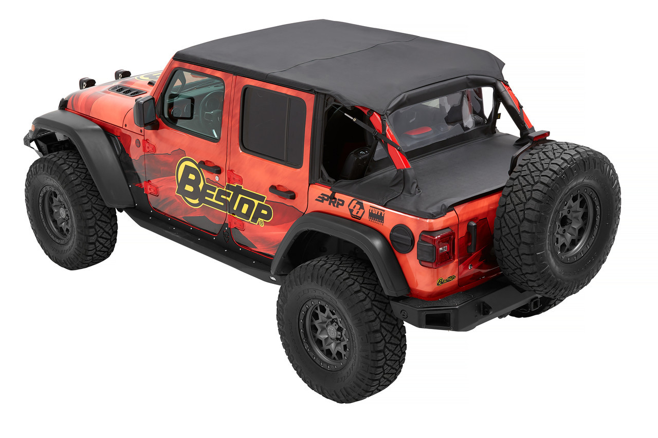 Bestop Header Extended Safari Cable-Style Bikini Tops for 2024-2026 WRANGLER - 52613-35 Soft Top, Cable Top, Cloth, Black, Jeep, Each thumbnail 3