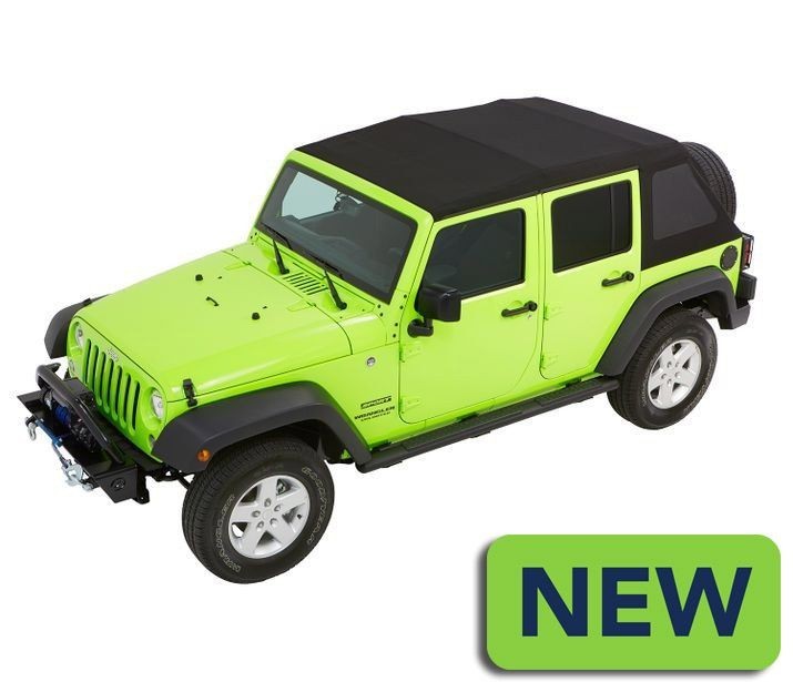 Soft Top - Trektop Glide - Tinted Windows - Brackets / Hardware / Frame / Top / Windows - Black Diamond Twill - 4-door - Jeep Wrangler JK 2007-17 - Kit
