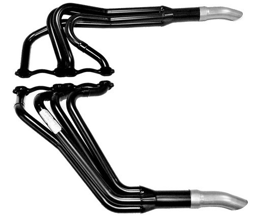 Beyea Headers IDM-604-S1-D2 - Headers, IMCA-UMP Modified, 1-5/8 to 1-3/4 in Primary, 3 in Collector, Steel, Black Paint, Small Block Chevy, Kit