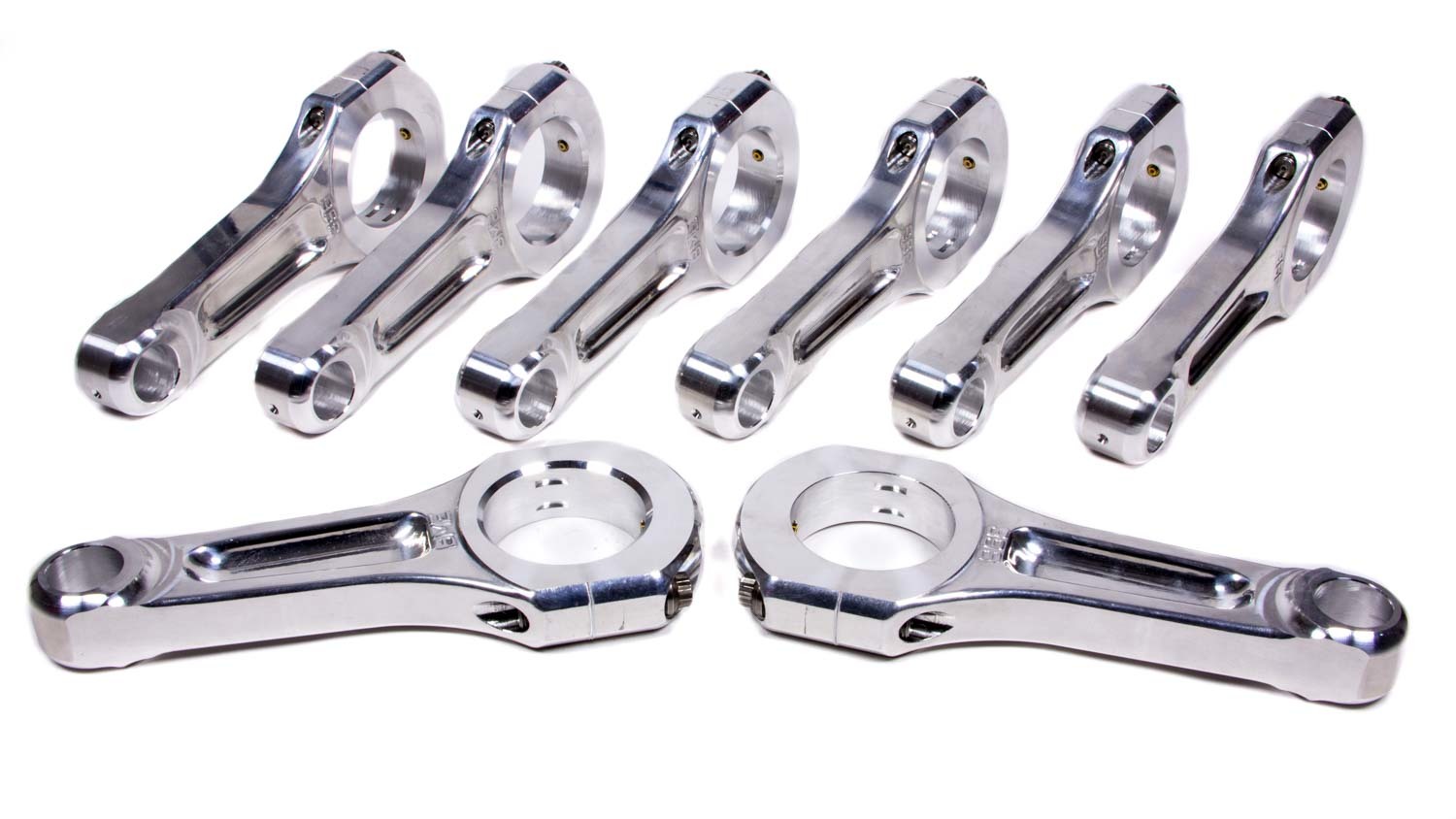 Bill Miller 396250 Connecting Rod, I Beam, 6.385 in Long, Bushed, 7/16 in Cap Screws, Forged Aluminum, Big Block Chevy, Set of 8
