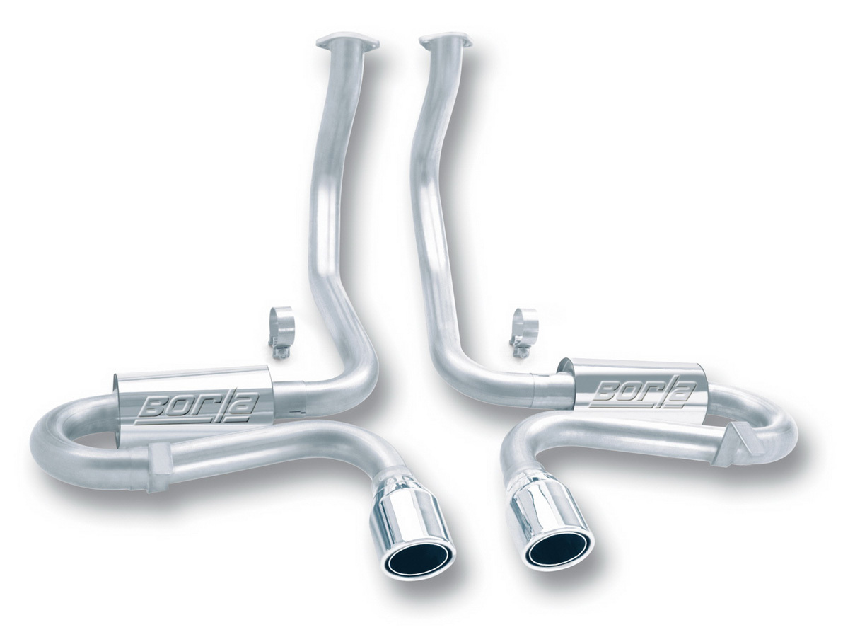 Borla 140017 Exhaust System, S-Type, Cat-Back, 2-1/2 in Diameter, Dual Center Exit, 4-1/2 in Polished Tips, Stainless, Natural, GM LS-Series, Chevy Corvette 1997-2004, Kit