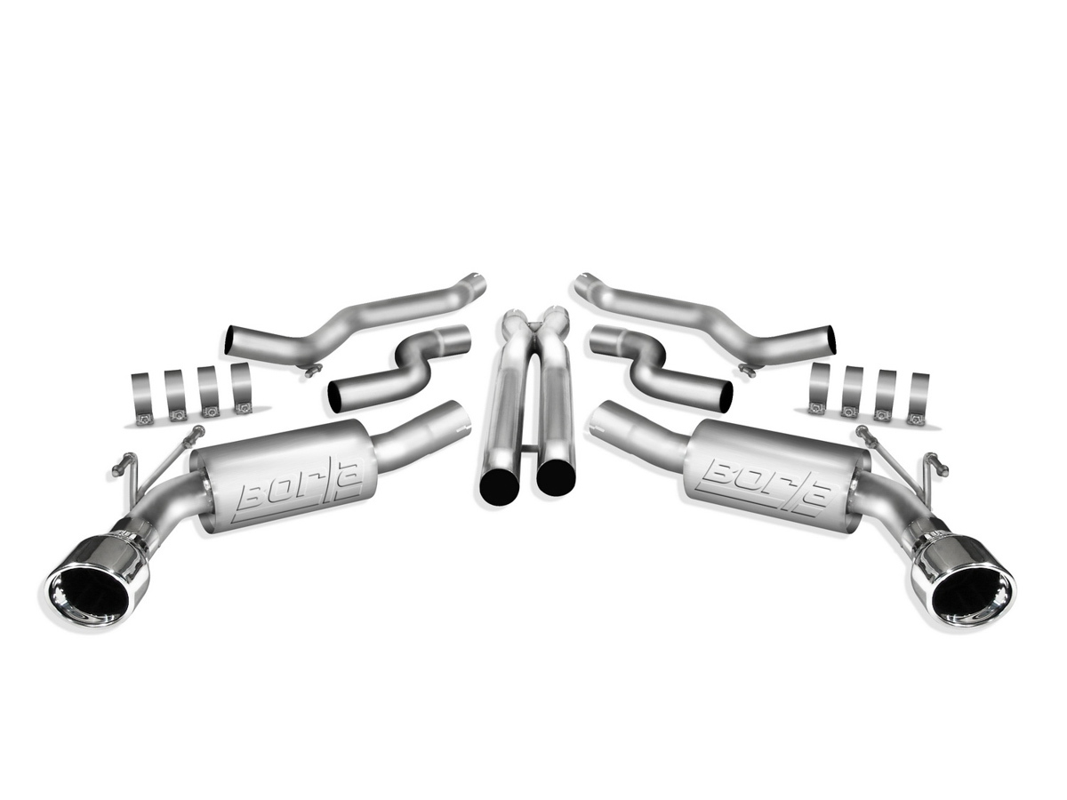 Borla 140280 Exhaust System, S-Type, Cat-Back, 2-1/2 in Diameter, Dual Rear Exit, 4-1/2 in Polished Tips, Stainless, Natural, GM LS-Series, Chevy Camaro 2010-13, Kit