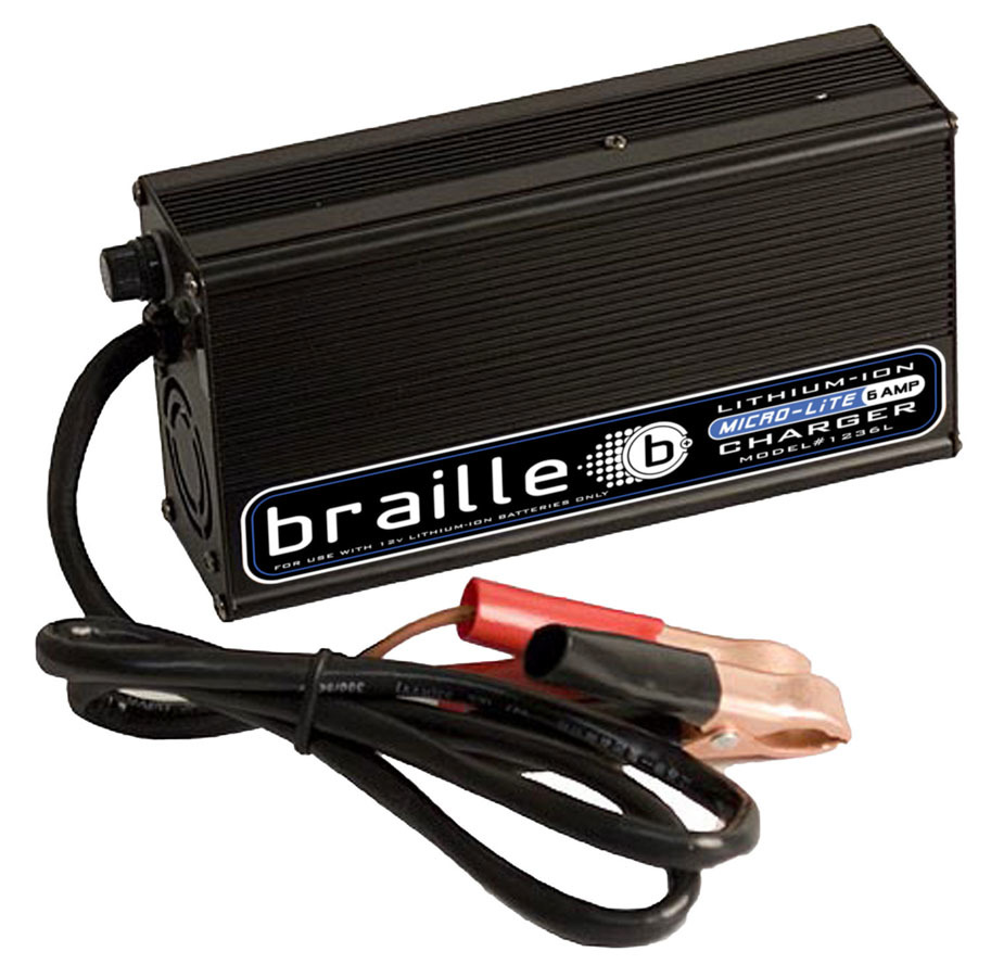 Braille Battery 1236L Battery Charger, Lithium-ion, 12V, 6 amp, Each