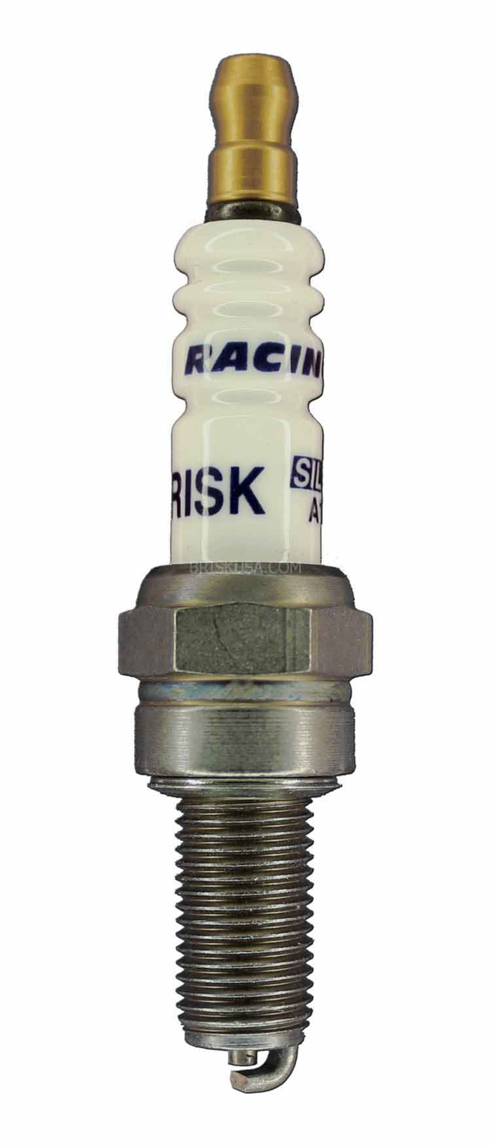 Brisk Racing Plugs A10S Spark Plug, Silver Racing, 10 mm Thread, 19 mm Reach, Heat Range 10, Gasket Seat, Non-Resistor, Each