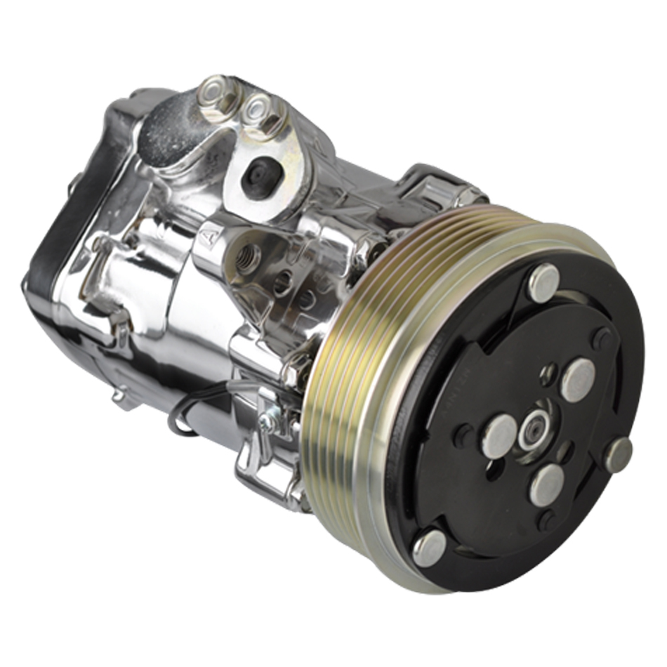Billet Specialities 12060 Air Conditioning Compressor, Sanden SD-7, 7-Rib Serpentine Pulley, Polished, Tru Trac Systems, Each