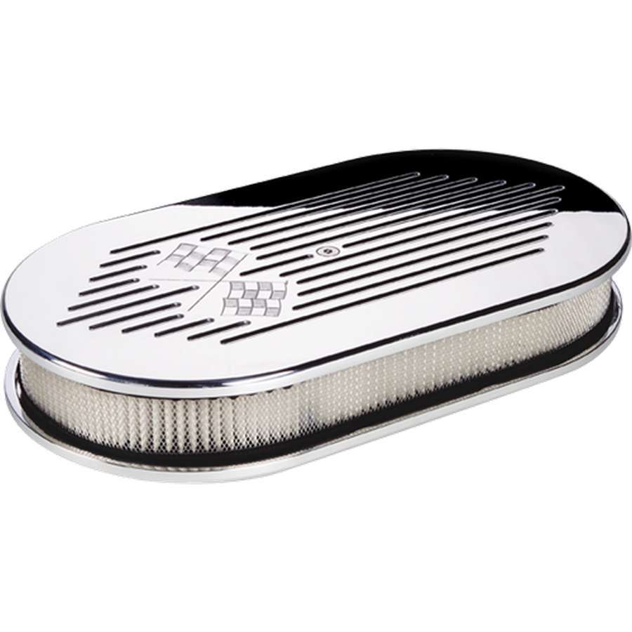 Billet Specialities 15427 Air Cleaner Assembly, 15 x 8-1/2 in Oval, 3 in Tall, 5-1/8 in Carb Flange, Billet Aluminum, Polished, Kit