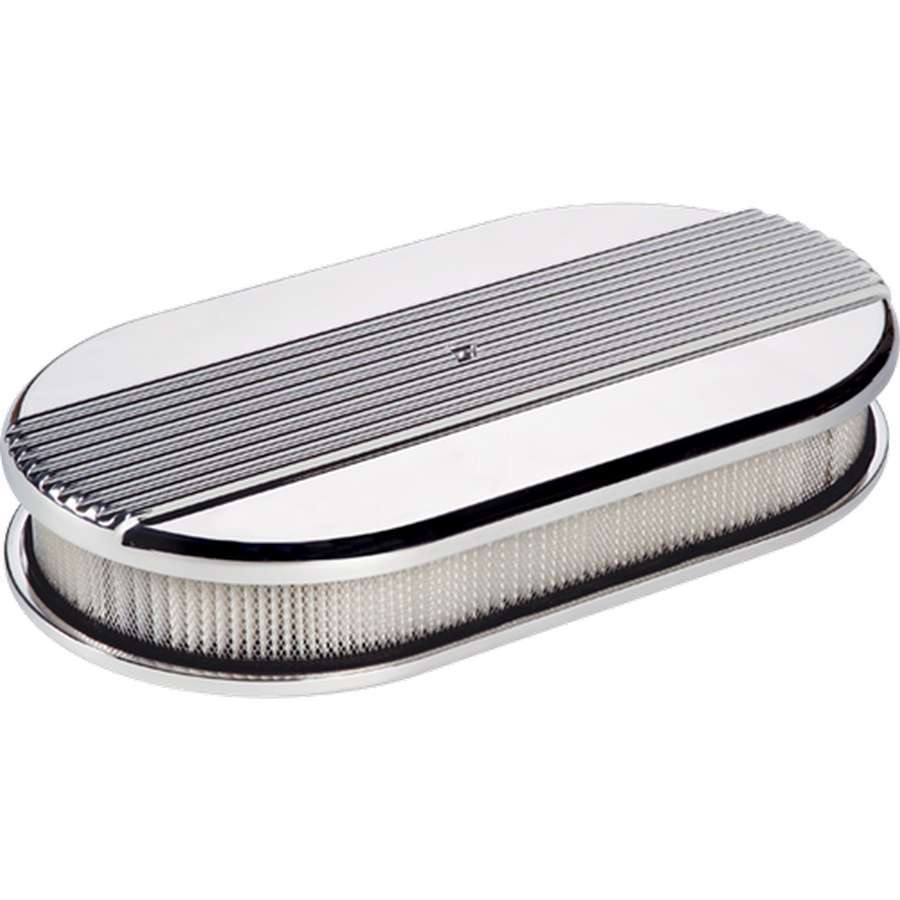 Billet Specialities 15640 Air Cleaner Assembly, 15 x 8-1/2 in Oval, 3 in Tall, 5-1/8 in Carb Flange, Billet Aluminum, Polished, Kit