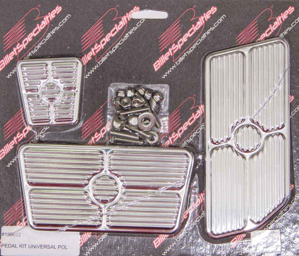 Billet Specialities 198622 Pedal Pad, Auto Trans, Brake / Gas / Parking Brake Pads, Grooved, Billet Aluminum, Polished, Kit