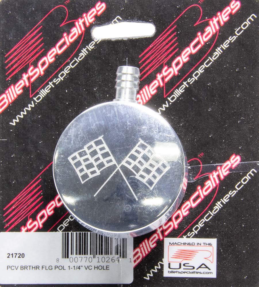 BILLET SPECIALTIES — BILLET SPECIALTIES Polished PCV Breather Cross-Flags Logo