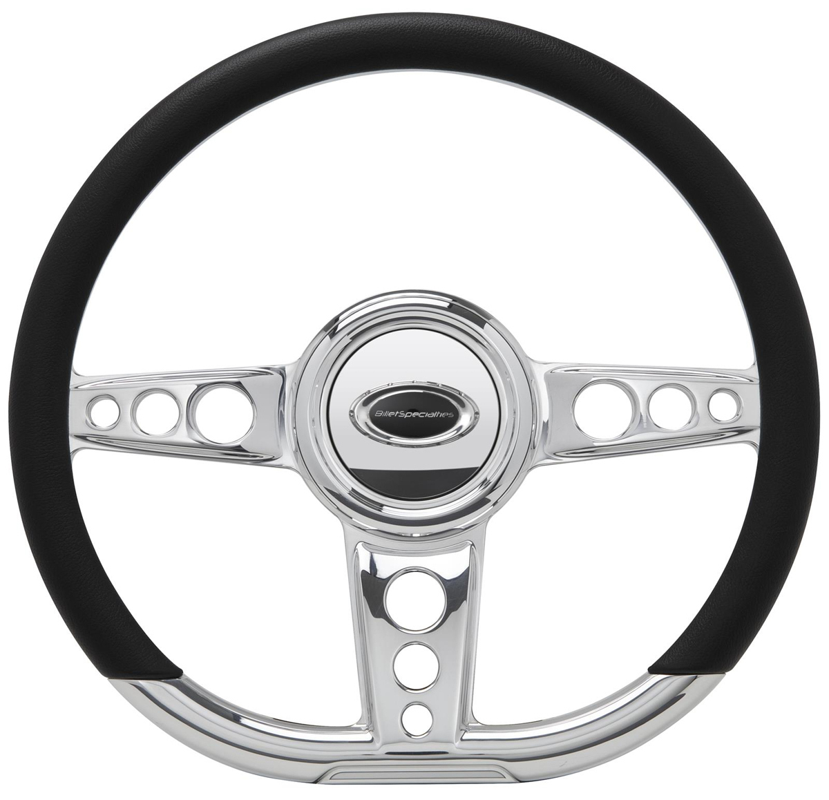 Billet Specialities 29427 Steering Wheel, Trans Am, 14 in Diameter, D-Shaped, 2 in Dish, 3-Spoke, Milled Finger Notches, Aluminum, Polished, Each