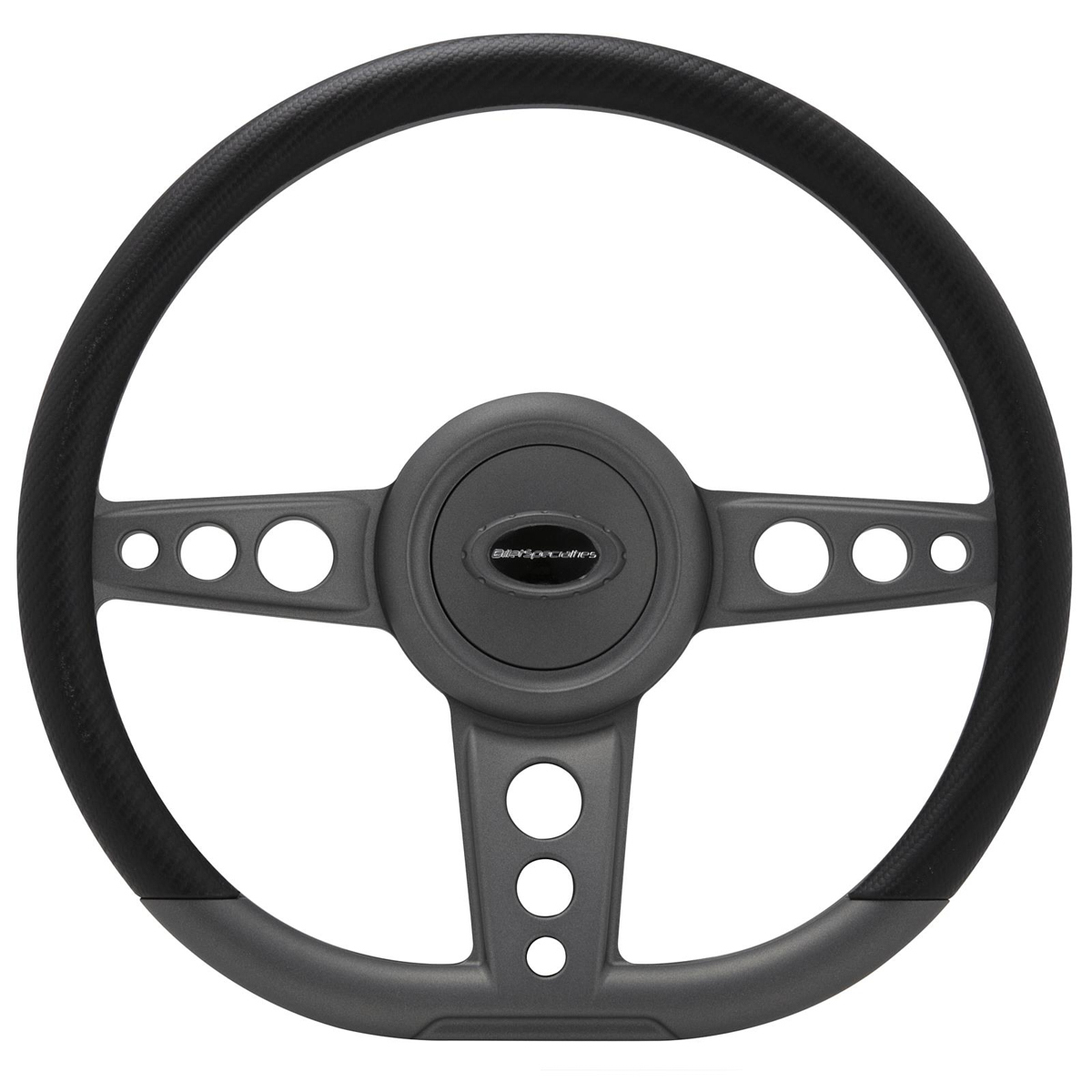 Billet Specialities 294271 Steering Wheel, Trans Am, 14 in Diameter, D-Shaped, 2 in Dish, 3-Spoke, Milled Finger Notches, Aluminum, Gray Anodized, Each