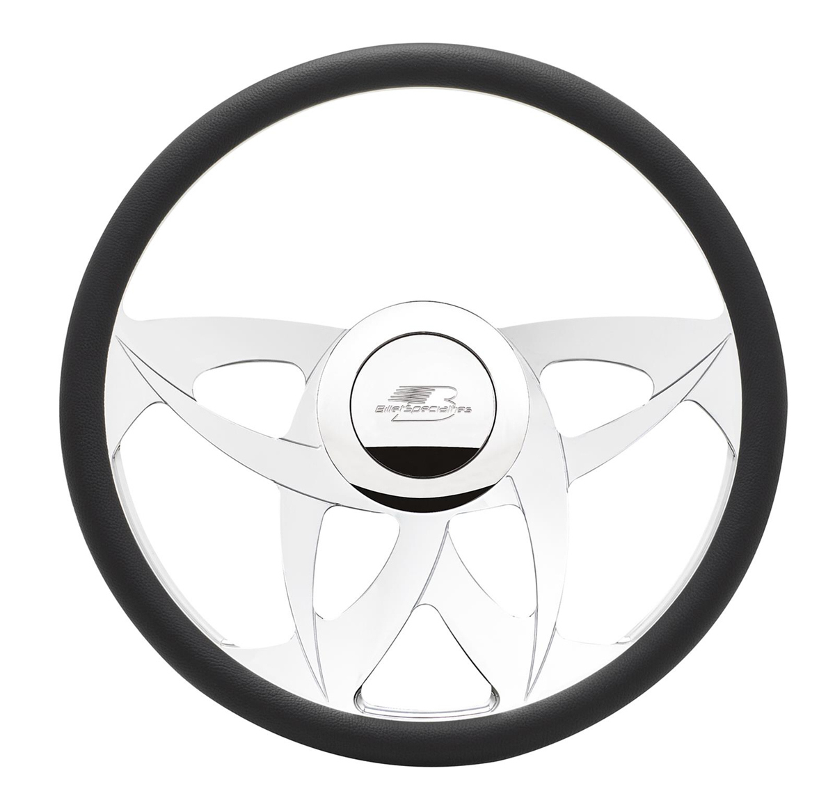 Billet Specialities 34152 Steering Wheel, Twinspin, 15-1/2 in Diameter, 2 in Dish, 4-Spoke, Milled Finger Notches, Aluminum, Polished, Each