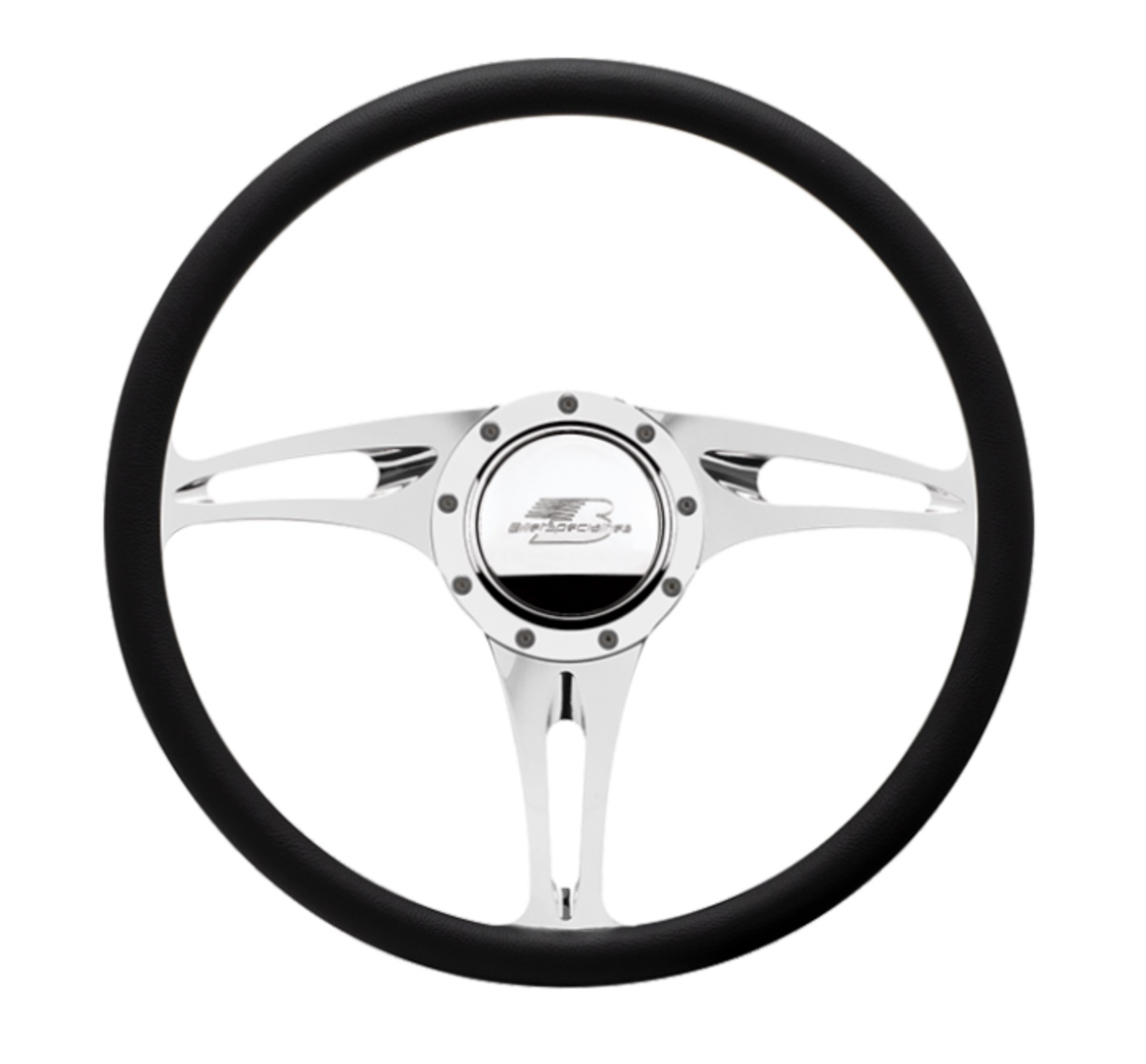 Billet Specialities 34322 Steering Wheel, Stealth, 15-1/2 in Diameter, 2 in Dish, 3-Spoke, Milled Finger Notches, Aluminum, Polished, Each