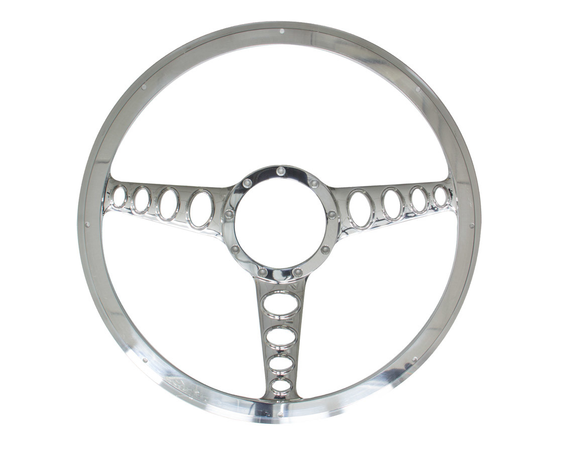 Billet Specialties Half-Wrap Steering Wheels 34445 Wheel, Half-Wrap, Outlaw, Aluminum, Polished, 3-Spoke, 15.5 in. Diameter, 9-Bolt Mount, Each thumbnail 3