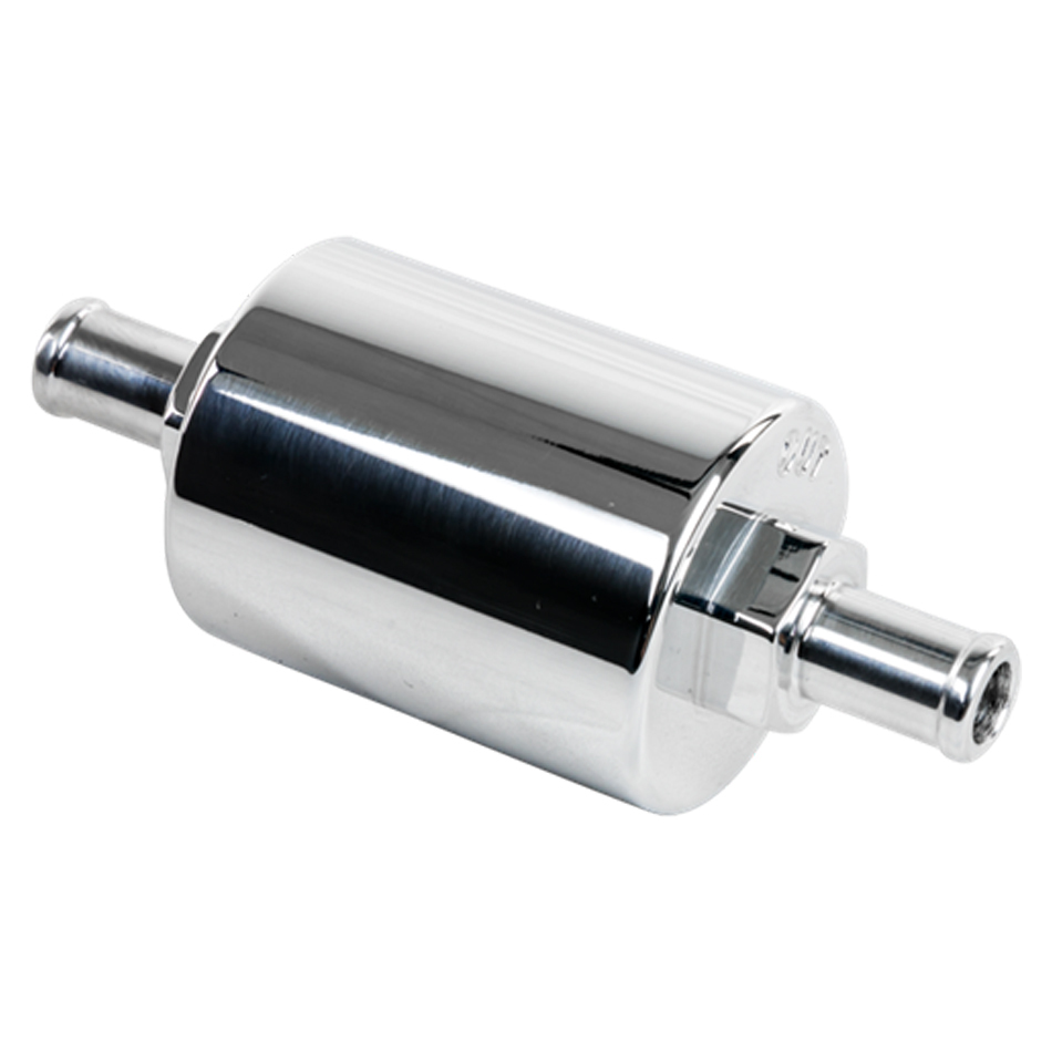 Billet Specialities 42130 Fuel Filter, In-Line, 40 Micron, Stainless Element, 3/8 in Hose Barb to 3/8 in Hose Barb, Aluminum, Polished, Each