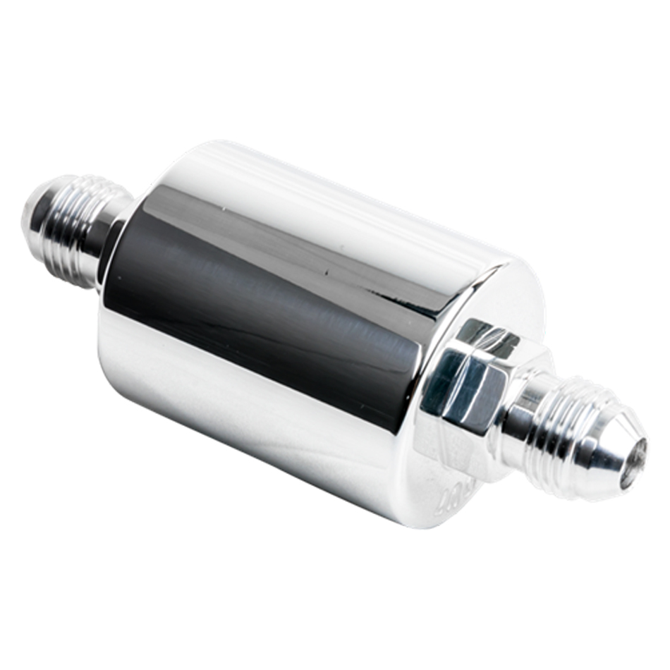 Billet Specialities 42230 Fuel Filter, In-Line, 40 Micron, Stainless Element, 6 AN Male to 6 AN Male, Aluminum, Polished, Each