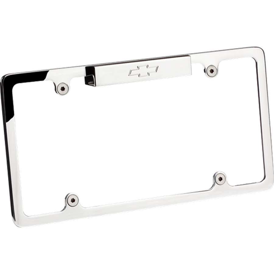 Billet Specialities 55320 License Plate Frame, 12-5/8 x 6-7/8 in, Stainless Hardware, Engraved Bowtie, Recessed, Lighted, Billet Aluminum, Polished, Each