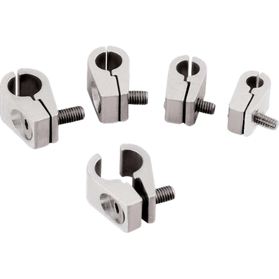 Billet Specialities 65210 Line Clamp, 2 Piece, 0.250 in ID, Stainless Hardware, Billet Aluminum, Polished, Set of 4