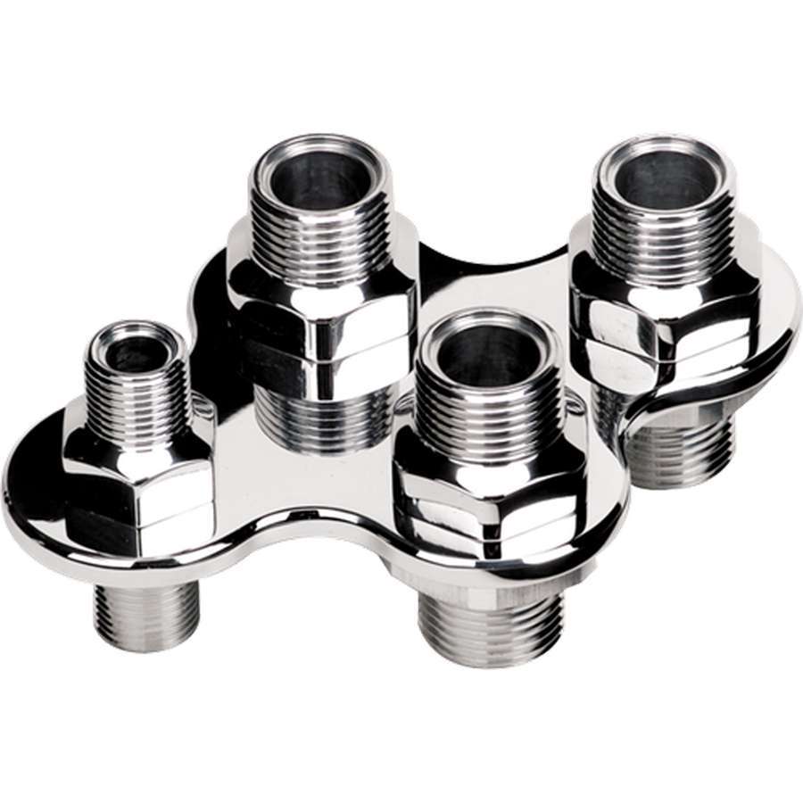 Billet Specialties Heat and Air Conditioning Bulkheads 66920 Firewall Bulkhead, 4-Port, Diamond, #6, #10, Aluminum, Polished, Each thumbnail 2