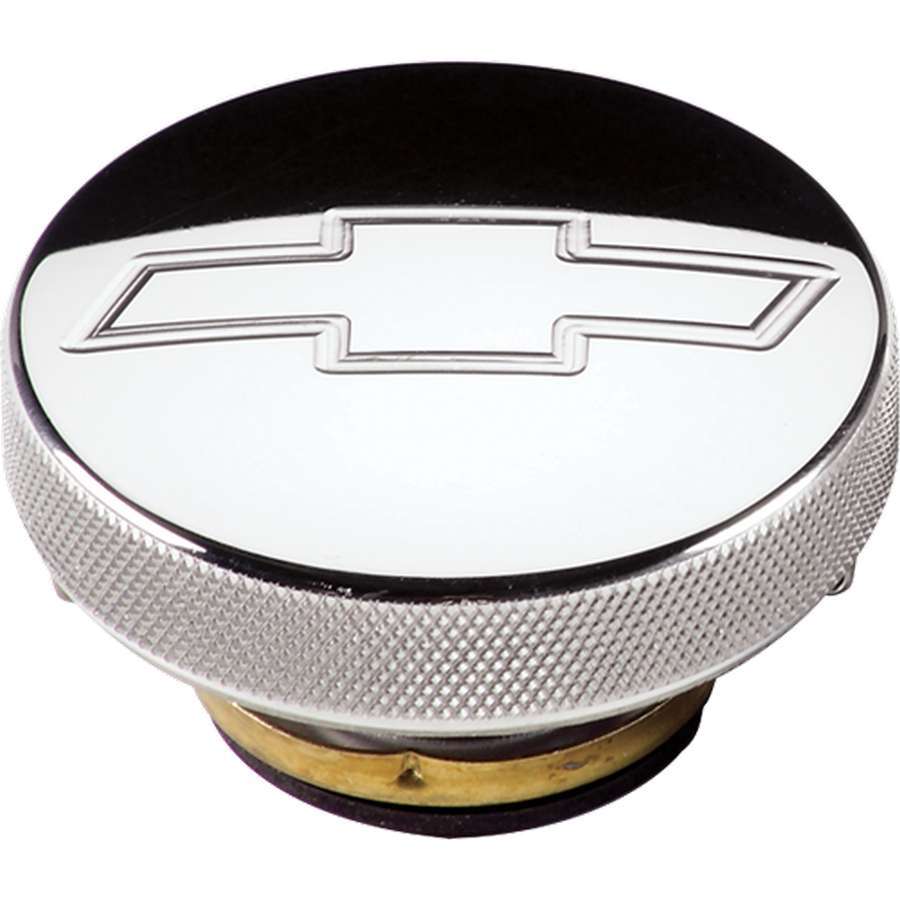 Billet Specialities 75320 Radiator Cap, 16 lb, Round, Knurled Grip, Bowtie Engrave, Aluminum, Polished, Each