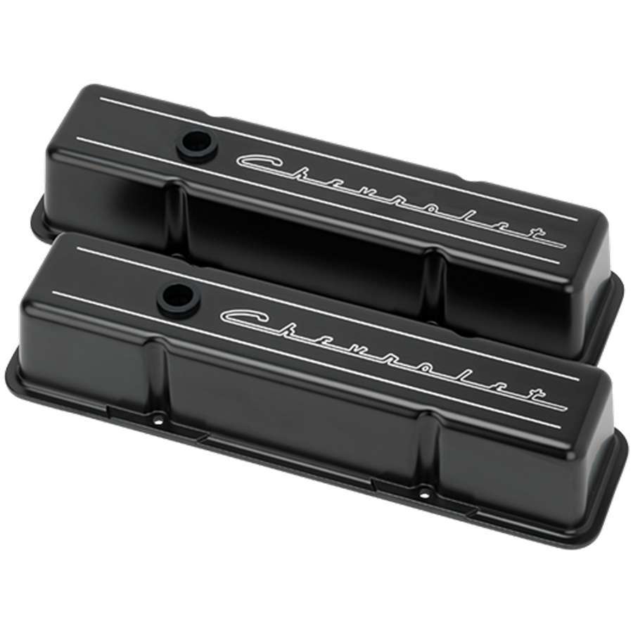 BILLET SPECIALTIES — BILLET SPECIALTIES SBC Tall Valve Covers Chevrolet Script Black