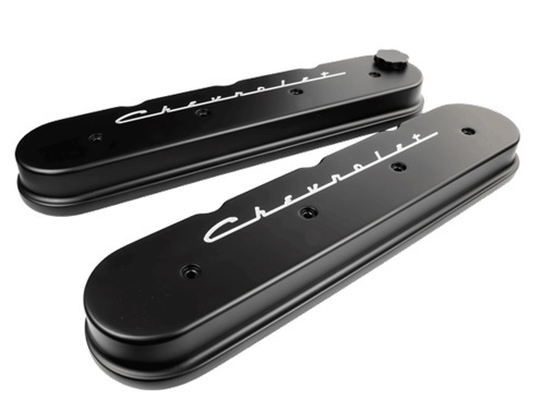 BILLET SPECIALTIES — BILLET SPECIALTIES LS Series Motor Valve Co vers Blk Chevrolet Logo