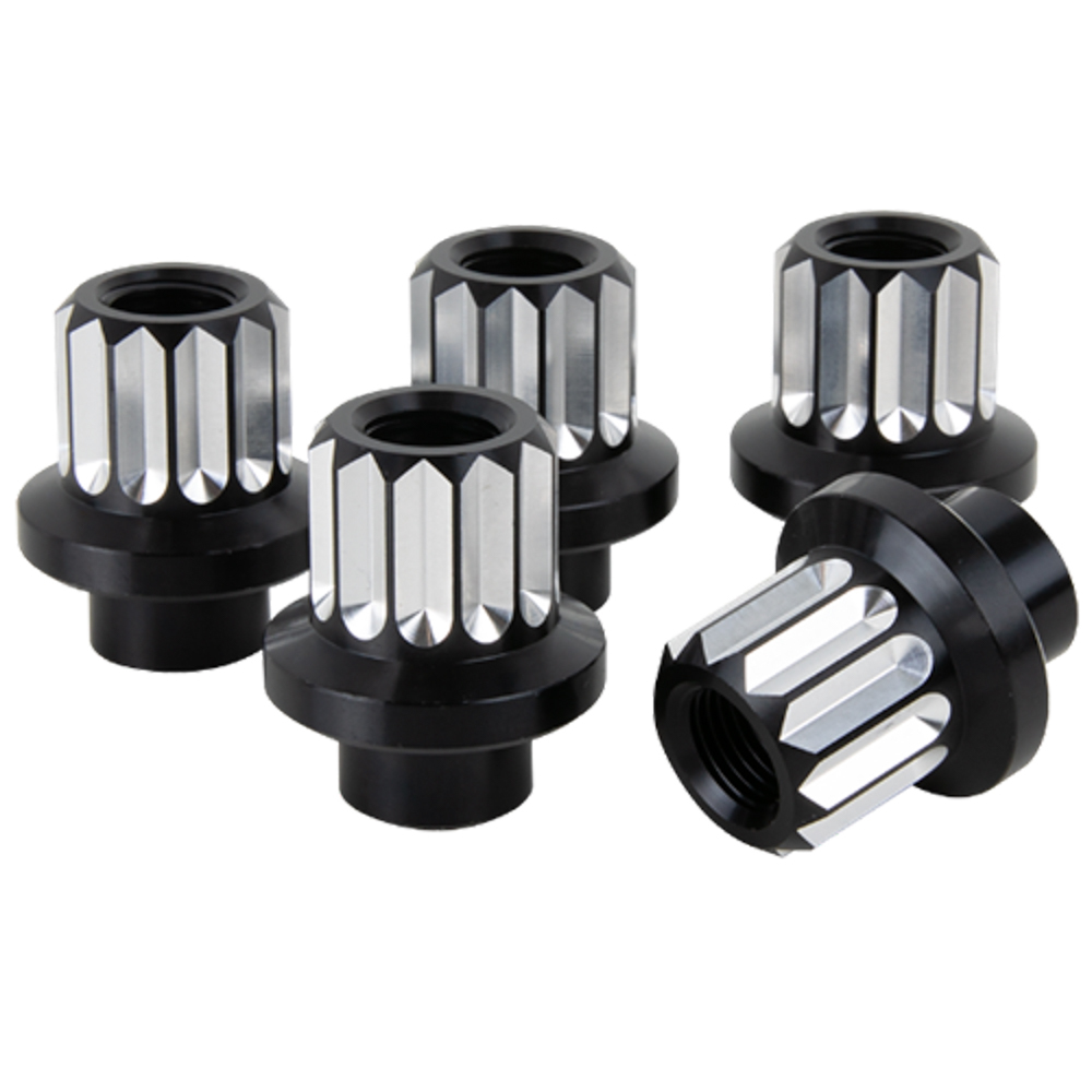 Billet Specialities LNRMS122050 Lug Nut, 1/2-20 in Thread, 1/2 in Long, 12 Point Head, Aluminum, Black Anodized, Set of 5