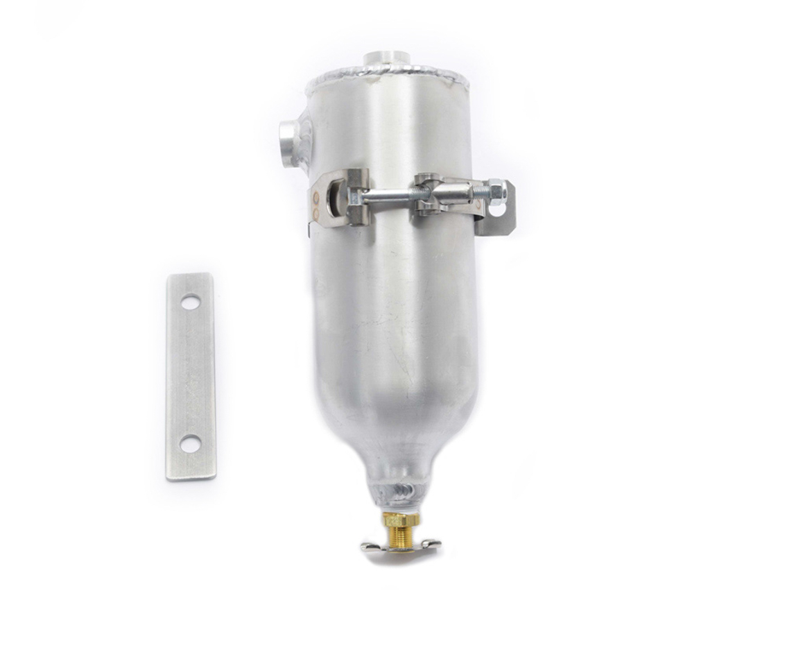 Canton 80-205 Recovery Tank, Coolant, 24 oz, 9 in Tall, 3-1/4 in Diameter, 3/8 in NPT Female Inlet, 3/8 in NPT Female Outlet, Petcock Drain, Aluminum, Natural, Each