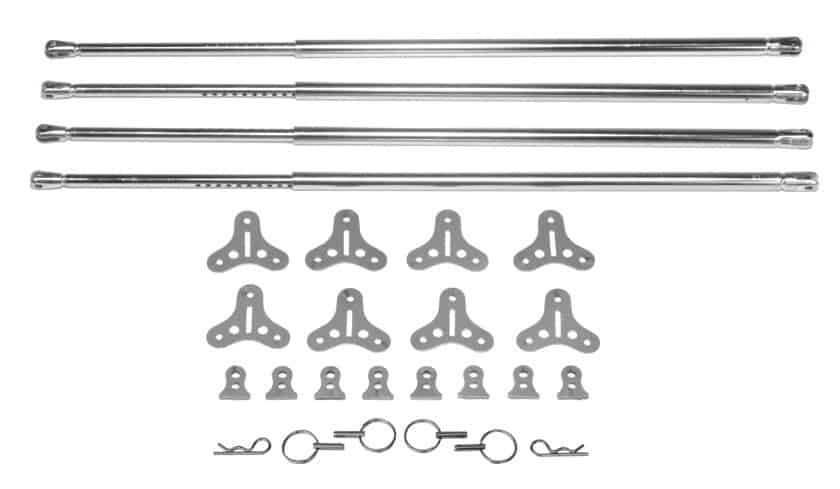 Spoiler Strut - Adjustable - Base Plates / Hardware Included - Steel - Zinc - Kit