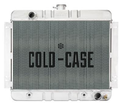 Radiator and Fan - 22.35 in W x 20.7 in H x 3 in D - Driver Side Inlet - Passenger Side Outlet - Aluminum - Polished - Automatic - GM X-Body 1962-67 - Kit