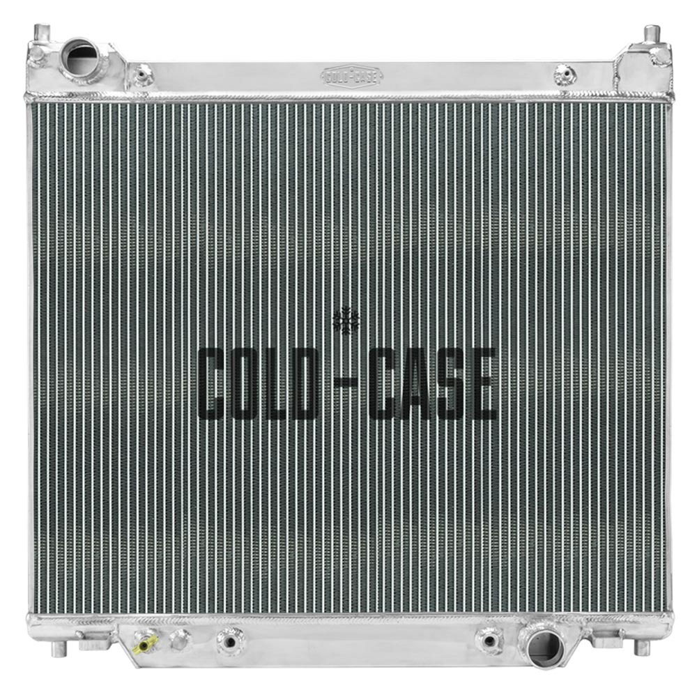 Cold Case Radiators FOT580A Radiator, 30.250 in W x 30 in H x 3 in D, Driver Side Inlet, Passenger Side Outlet, Aluminum, Polished, Ford Powerstroke, Ford Fullsize Truck 1995-97, Each