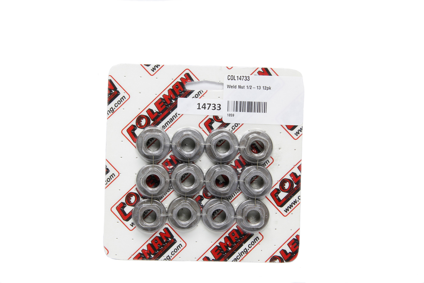 Coleman Racing Products 14733 Weld-On Nut, 1/2-13 in Thread, Steel, Natural, Set of 12
