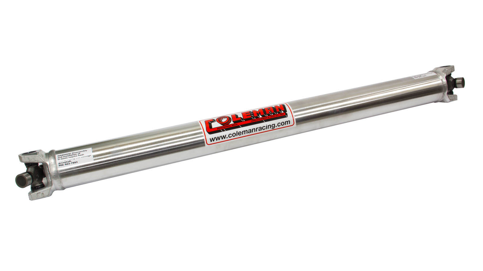 Coleman Racing Products 16603 Drive Shaft, 36 in Long, 3 in OD, 1310 U-Joints, Aluminum, Natural, Universal, Each
