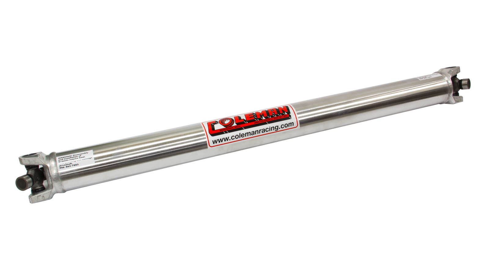Coleman Racing Products 16630 Drive Shaft, 49 in Long, 3 in OD, 1310 U-Joints, Aluminum, Natural, Universal, Each