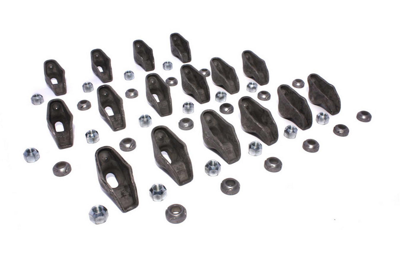 Comp Cams 1218-16 Rocker Arm, High Energy, 3/8 in Stud Mount, 1.60 Ratio, OEM / Long Slot, Nitride Steel, Small Block Chevy, Set of 16