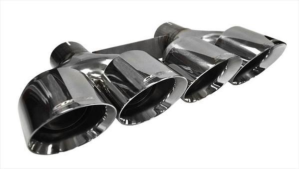 Corsa Performance  14062 Exhaust Tip, Pro Series, Clamp-On, 2-3/4 in Dual Inlet, 4-1/2 in Quad Round Outlets, Double Wall, Beveled Edge, Angled Cut, Stainless, Polished, Corsa Mufflers, Chevy Corvette 2014-19, Each