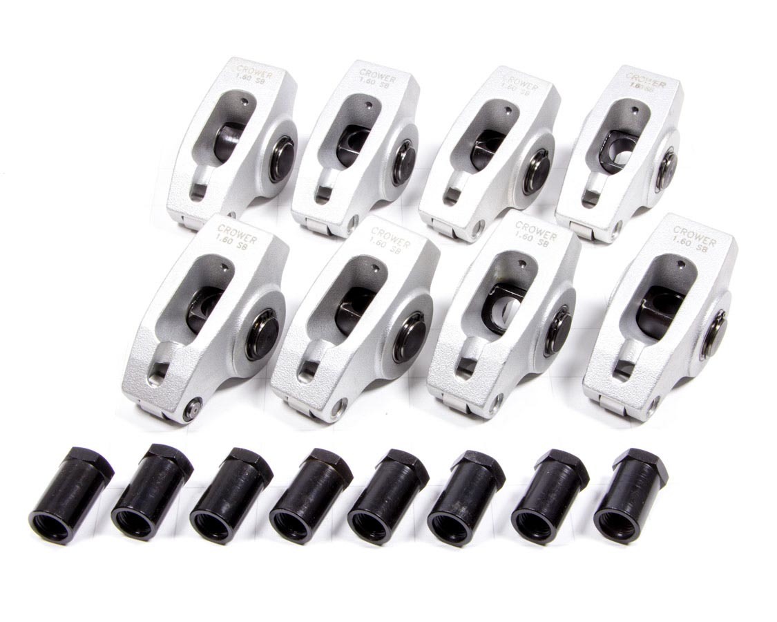 Crower Cams 73641-8 Rocker Arm, Enduro, 7/16 in Stud Mount, 1.60 Ratio, Full Roller, Stainless, Small Block Chevy, Set of 8
