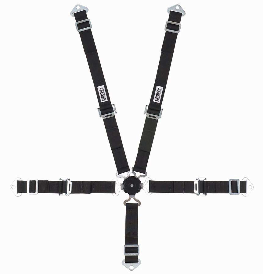 Crow Safety 11174A Harness, 5 Point, Camlock, SFI 16.2, 40 in Length, Pull up Adjust, Bolt-On / Wrap Around, Individual Harness, Black, Jr Dragster / Quarter Midget, Kit