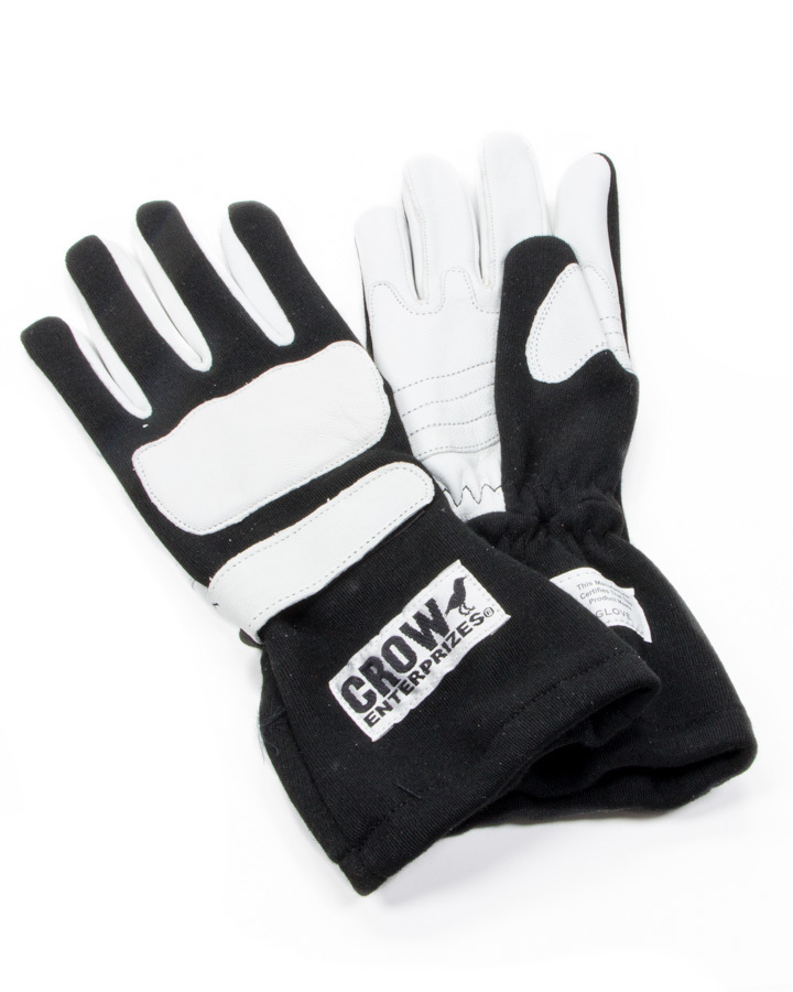 Crow Safety 11774 Driving Gloves, Wings Long Gauntlet, SFI 5, Double Layer, Nomex, Black, Large, Pair