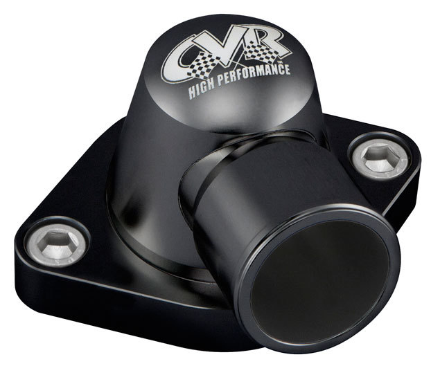 Water Neck - 90 Degree - 1-1/2 in ID Hose - Swivel - O-Ring - Hardware Included - Billet Aluminum - Black ANdized - Chevy V8 - Each