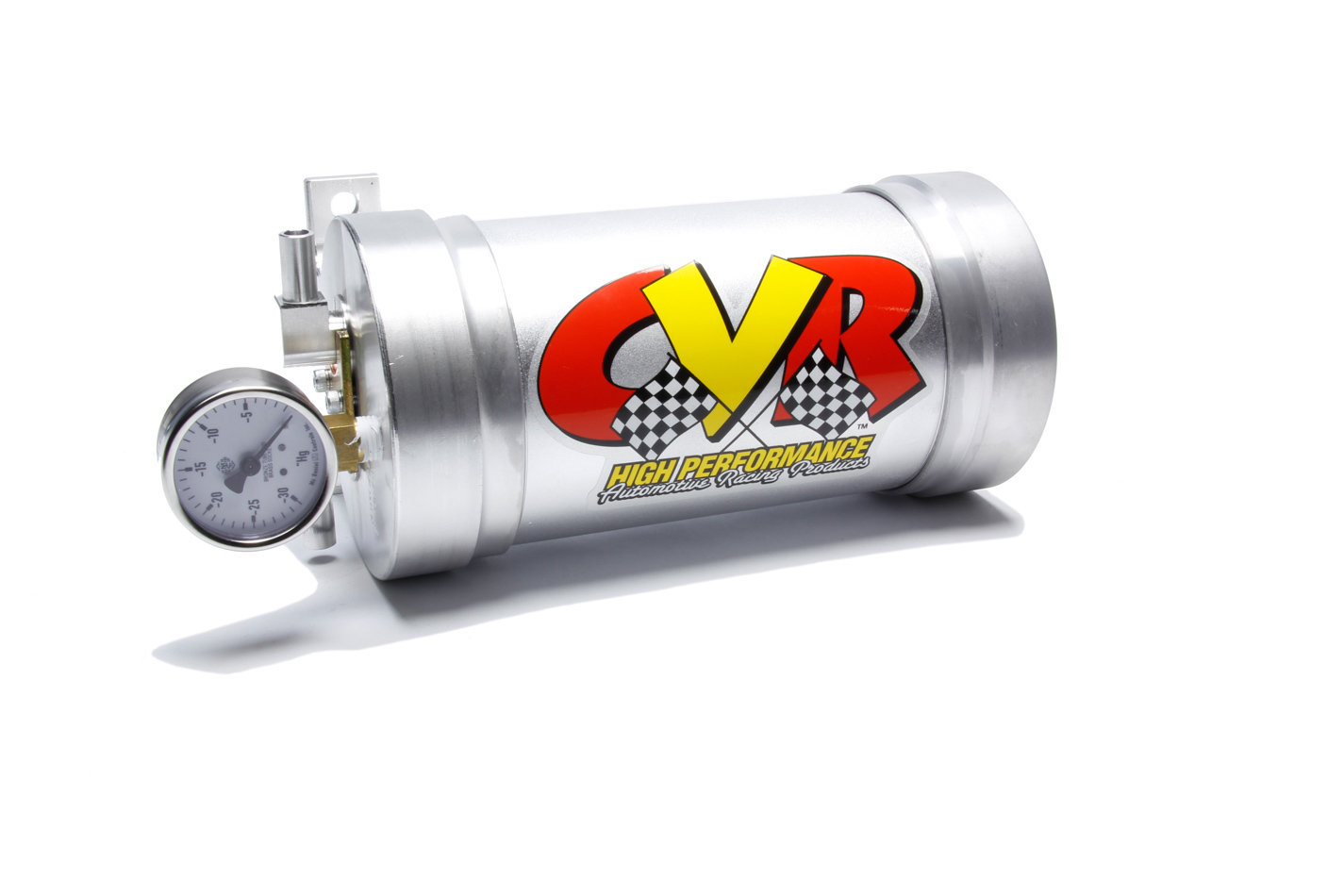 CVR Performance VPR700 Vacuum Reservoir, 4.670 in OD x 9.050 in Tall, Check Valve, Gauge, Aluminum, Natural, Kit