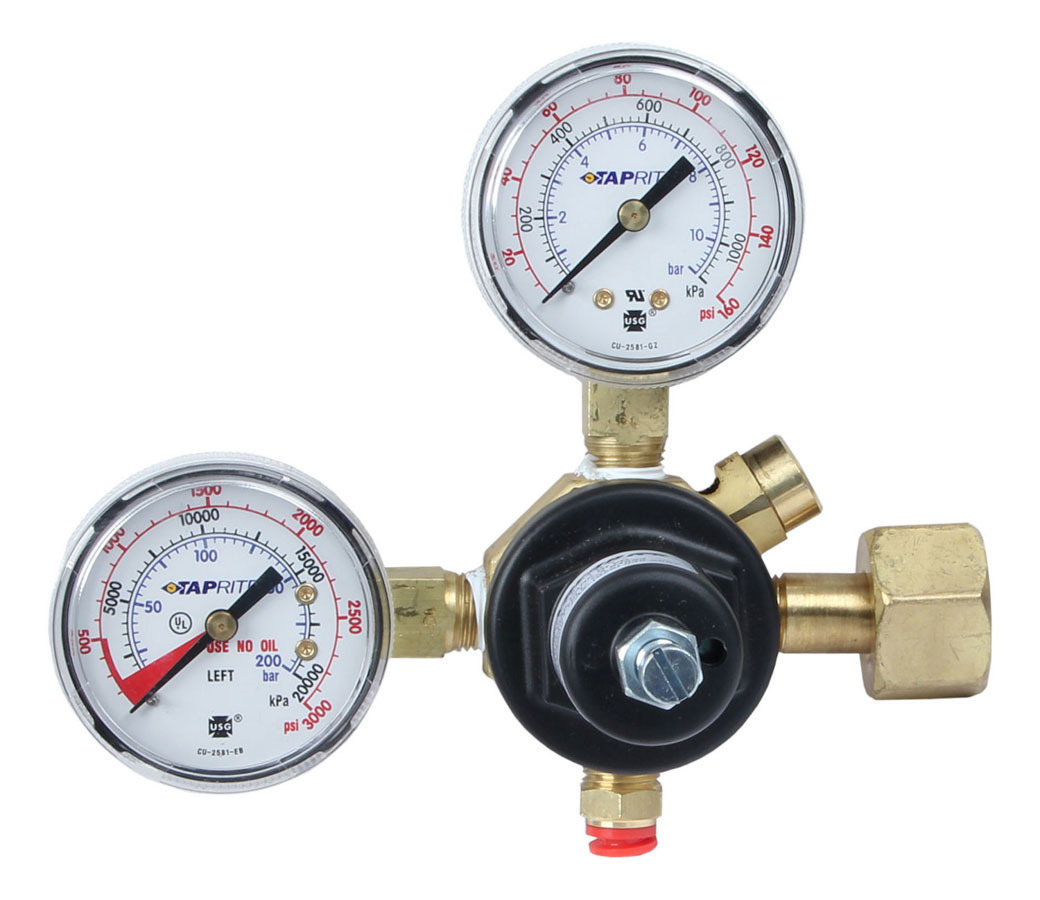 Dedenbear ABR CO2 Pressure Regulator, 0-160 psi Adjustable, 1/8 in NPT Outlet, Dual Gauge, Aluminum, Black Anodized, Each