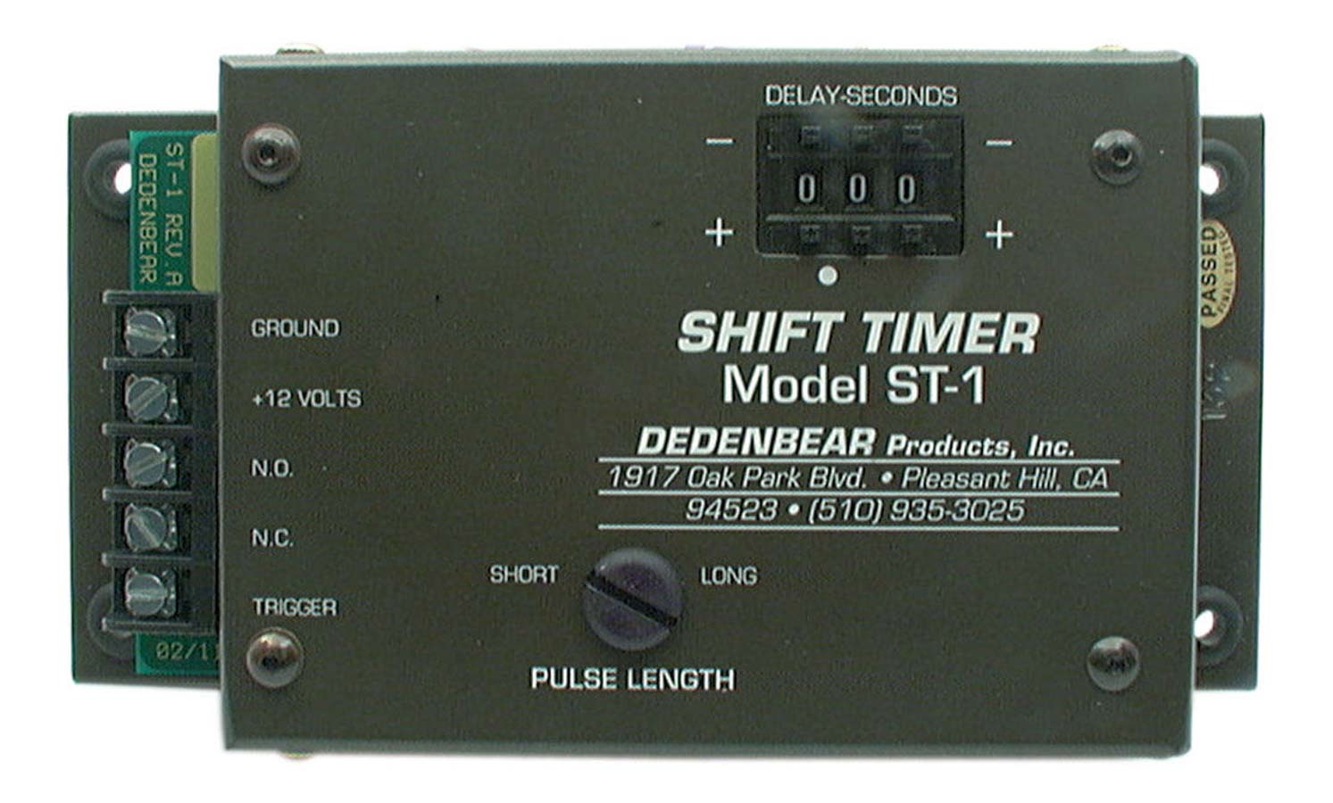 Dedenbear ST1 Shift Timer, Push Button Thumb Wheel, 0.00-9.99 Seconds, 12/16V, Each